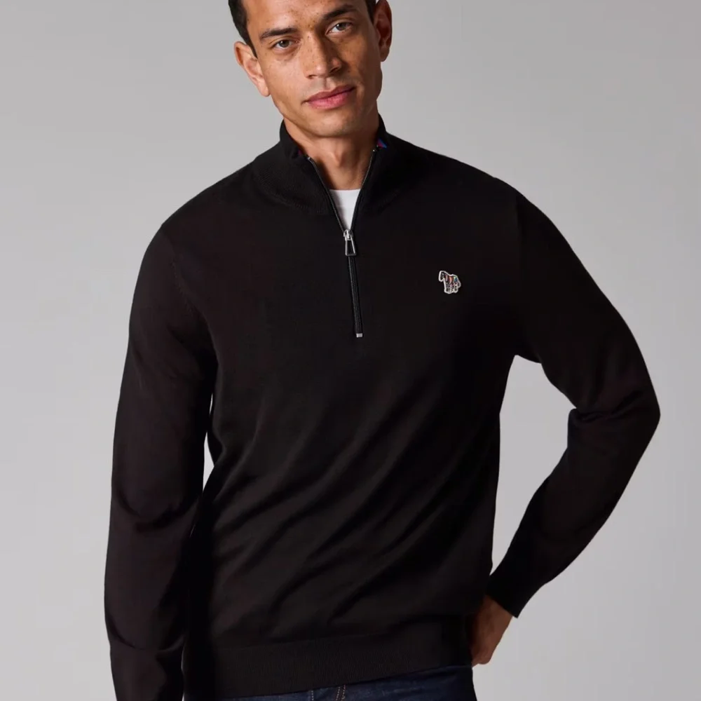 P. S. Paul Smith Men's Black Quarter-Zip Sweater S-M